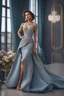 Placeholder: full body woman, from Russian Federation , elegant dress, elegant curled hair , 19 years old ,earring, nice make up,8k, Candid avant garde portrait, charming woman, wearing Lovely Flower Diamond Pendant, octane render 3d, plastic material