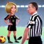 Placeholder: Sue Bird in a referee jersey officiating for a soccer match at Wembley Stadium