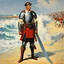 Placeholder: [art by Norman Rockwell, surf at Nazare] Clad in armor that bore the marks of countless battles, Roupinho stood tall and proud, his sword gleaming in the sunlight as if it were an extension of his very being. Forged by skilled artisans and imbued with the essence of his noble lineage, the sword was not just a weapon but a symbol of his duty and honor. Every day, Roupinho would seek solace and guidance in the presence of the Black Madonna. With reverent steps, he would ascend the worn stone steps