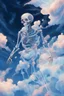 Placeholder: A graceful skeleton demigod floating through a ...