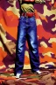 Placeholder: year 1997 denim fashion, Techno, "combat pants", cargo, Loose fit, low waist, baggy. Colors: denim blue, blue, purple, khaki, light green, lilac, plum, orange, terracotta, red, pink, dark blue, beige. Patterns: lynx, balls, stripes. lynx belt. Something between camouflage and owl prints. Women models. Sharon Stone, Sandra Bullock, Winona Ryder, Milla Jovovich, Big tennis shoes on. Latex in small part, areas, clothes..Combat pants. Leg warmers.