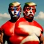 Placeholder: Realistic image of Donald trump wrestler, Mexican wrestling style, Mexican wrestling mask for eyes, red and blue breeches, glow us flag dress, suspenders, retro style, 80s, vibrant color, highly detailed, sky background, concept art, unreal engine 5, god rays, ray tracing, RTX, lumen lighting, ultra detail, volumetric lighting, 3d, finely drawn, high definition, high resolution.