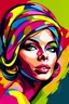 Placeholder: colorful woman, caricature