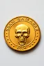 Placeholder: view of word , SAM SAMARRAI 2024, on the edge on the gold coin ,with picture of skull head, in the middle of the coin.