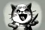 Placeholder: Cat diabolical smiling with a bloody knife with blood. Illustration.