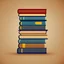 Placeholder: Flat icon of a bookshelf with colorful books