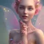 Placeholder: fairy, pink, blue, beautiful, happy smile, gold, jewels, hyperrealism, masterpiece, expert, cinematic lighting, sharp focus, 8K, pastel, macro lens, woman, detailed, flower