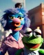 Placeholder: hybrid character, waitress woman with monster muppet mask that covers her entire head, retro style, Sesame Street style, smooth, unreal engine 5, god lights, ray tracing, RTX, lumen lighting, ultra detail, volumetric lighting, 3d.