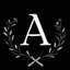 Placeholder: 2 branches(crossed at bottom, arching upward in a wreath, delicate hand drawn outline linework, romantic), Letter A in Middle or wreath, sharp image, white vector on black background