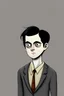 Placeholder: black haired young man wizard in the style of charles addams