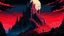 Placeholder: Render in vibrant comic style: a towering castle perched atop windswept cliffs, its jagged stone figure bathed in the cinematic crimson glow of a giant, imposing red harvest moon. Stars prickle the indigo sky, flickering witnesses as sinister shadows creep and coil through cobbled corridors and open arches. Integrating ominous undertones and dramatic contrasts, embody the castle's majestic allure and haunting mystery.