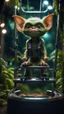 Placeholder: close up portrait of a gremlin model a bucket ski lift in dark lit reflective wet jungle metallic hall dome hotel tunnel, in the style of a game,bokeh like f/0.8, tilt-shift lens 8k, high detail, smooth render, down-light, unreal engine, prize winning