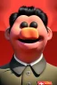 Placeholder: Waist up muppet Portrait, Kim Jong-un muppet doll, black suit, photo studio, red background, unreal engine 5, concept art, art station, god lights, ray tracing, RTX, lumen lighting, ultra detail, volumetric lighting, 3d.