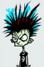 Placeholder: 2d drawing of a stickman, cool with punk hair, x eyes like in hangman, gangsta stand,3d realistic in colour