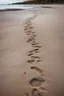 Placeholder: Sand Near THE WATER OF LAKE Gennisaretsky, bare footprints lead to the water. The image is in high quality in 8K.