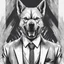 Placeholder: Illustrative sketch of a image of an angry humanoid dog, suit and tie, arte lineal ultra quality, 8k