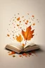 Placeholder: square logo , landscape with leaf fall, flying leaves in the book