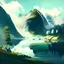 Placeholder: Create an illustration of a serene Norwegian landscape, with towering mountains, lush green valleys, and a tranquil fjord, capturing the natural beauty that inspires creativity.