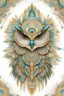 Placeholder: Tshirt design graphics on white background, Parametric structure, vivid colors, owl in mandelbrot style, intricated details, steampunk, 32k, surreal, symmetrical