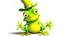 Placeholder: fantasy illustration a funny green frog wears a yellow hat