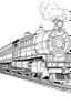 Placeholder: Outline art for coloring page OF 1944 TOY TRAIN, coloring page, white background, Sketch style, only use outline, clean line art, white background, no shadows, no shading, no color, clear