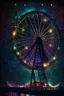 Placeholder: night, downtown, party centre, glowing Ferris wheel, starry sky in starshine