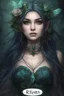 Placeholder: Dark bluec green hair, elven crown roses emerald Water lilies long hair lotus night Fairy princess rapunzel hair queen crown dragonflies fireflies elven tiara flowers fairy wings gothic dark blue ,fairy crown