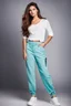 Placeholder: full body portrait of a girl fashion model ,pretty pants and top, perfect face,sport shoes, photo studio lights,curvy hair