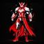 Placeholder: Dragman art illustration black background red and white color full body