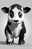 Placeholder: Black and White Adorably Cute Baby cow, 3D cartoon style, centered, full body in sharp focus, Nursery Art, Nursery Decor, Digital art, illustration in style of walt disney