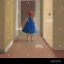 Placeholder: Distant Painting of a little girl walking in a room