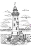 Placeholder: outline art for Lighthouses coloring pages with sitch, white background, Sketch style, full body, only use outline, dementia patients style, clean line art, white background, no shadows and clear and well outlined.