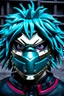 Placeholder: Create a metal mask similar to the one Izumi Midoriya wears in My Hero Academia, but have it extend to cover the full face. It should be gunmetal gray color and have symmetrical holes over the mouth area that glow slightly red.