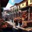 Placeholder: Market in Pompeii houses streets men women children in the streets before destruction digital art hyper-detailed realistic summer weather 8k movies