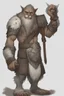 Placeholder: Dnd a young bugbear with WHITE fur and leather armor