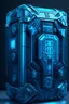 Placeholder: ultra detailed and intricate 3d rendering of a hyperrealistic “cyberpunk blue box” symmetric