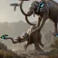 Placeholder: rustic art mammoth hunters aliens ufo