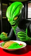 Placeholder: Alien enjoys Asian food