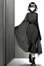 Placeholder: girl runs down the street, greyscale
