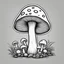 Placeholder: mushroom, black and white, cartoon, drawing, cute, outline