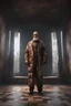 Placeholder: a terrifying man made of a patchwork of human skin. front shot. volumetric fog, Hyperrealism, breathtaking, ultra realistic, unreal engine, ultra detailed, cinematic lighting, highly detailed, breathtaking, stunning temple environment