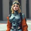 Placeholder: a blonde woman with a robot torso wearing streetwear, cyberpunk, digital art, stylised