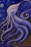 Placeholder: A violet cosmic elemental squid alien queen designed in Australian aboriginal art painted by Leonardo da Vinci