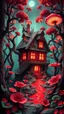 Placeholder: A house in 3D recursive rendering, fracturing into chaos Legion Doodle simultaneous nightmare realities while simultaneously occupying four perforated reality levels—manifests as a blood-drenched forest where trees weep crimson sap and bioluminescent fungi pulse with recursive Fibonacci patterns, surrounded by carnivorous flowers