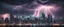 Placeholder: futuristic city skylineheavy lightning and thunderstorm, like that of Miami's, using a cinematic background and outlining the buildings with a gradient