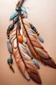 Placeholder: feathers and beads on leather string moving in the wind, warm colors, sharper details, fantasy