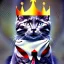 Placeholder: Grey cat with a crown