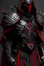 Placeholder: a man modern in military science fiction armor, the armor must be made of spiritual fabric, black and red. a fabric similar to that worn by men of the witch church of the past.
