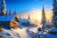 Placeholder: photorealism, blue sky, dawn, snowball, sun rays, beautiful sunny morning, very beautiful Russian village, beautiful wooden logs, various carved beautiful houses of different colors, fluffy trees, long snow-covered path, fluffy snow, yellow-blue shadows, people, professional photography, pastel colors, high resolution, high detail, ISO 100, realistic, beautiful, aesthetic, soft lighting, dim lighting, bright lighting, Catherine Welzstai, Tim Burton