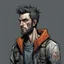 Placeholder: man,, looking serious, comic book, post-apocalypse, grey background
